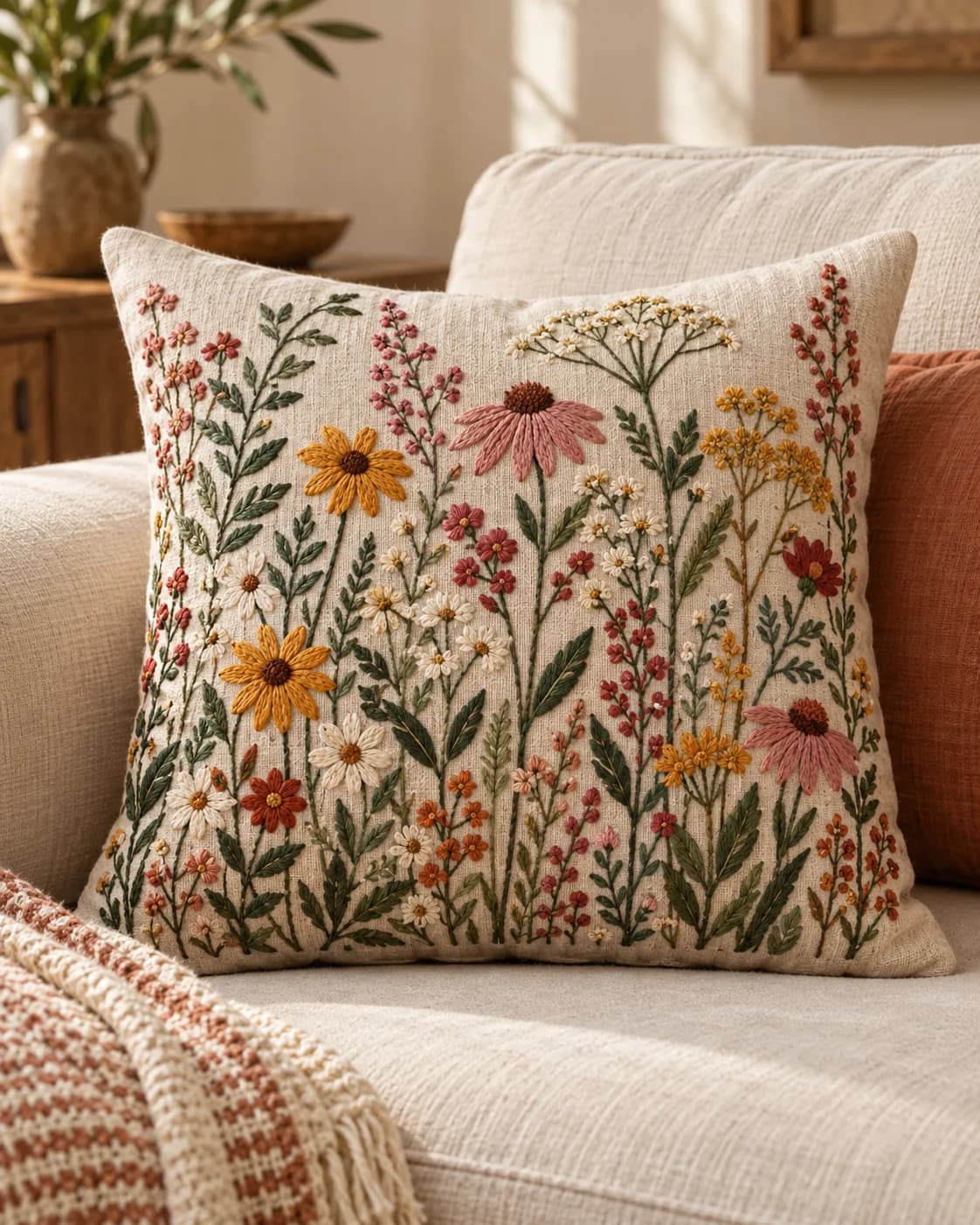 Embroidered pillows